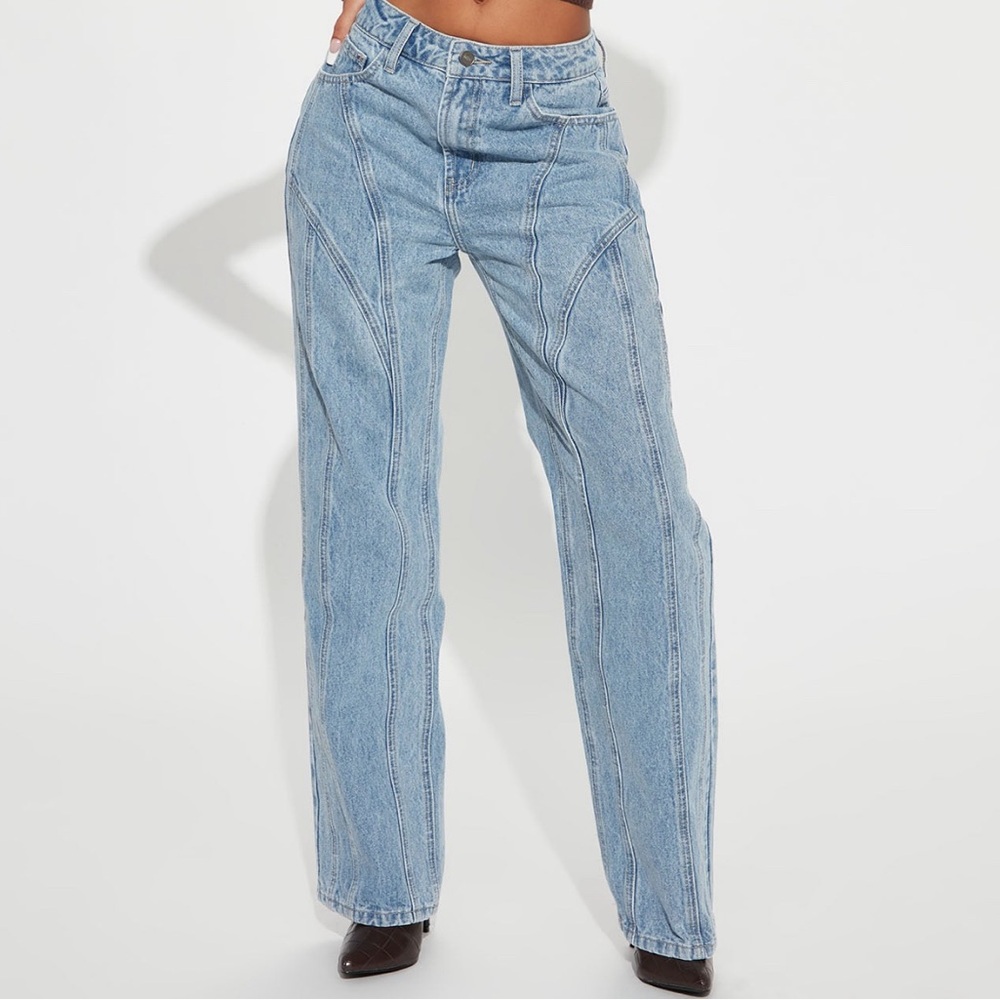Work For It Seamed Straight Leg Jeans - Medium Blue Wash (11)